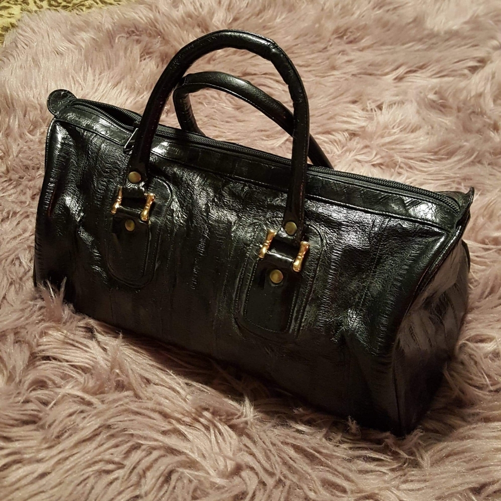 Eel skin,  no name, brand new, black, travel bag